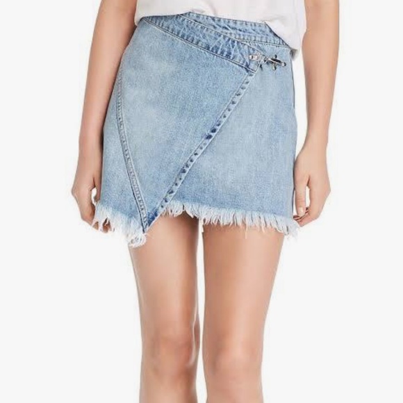 BlankNYC Asymmetrical Denim Wrap Skirt - Picture 2 of 14